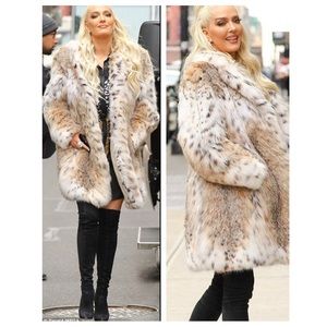 Erika Jayne RHOBH Snow Leopard Luxe Vegan Faux Fur Car Coat EC VTG LEARSI XL 1X
